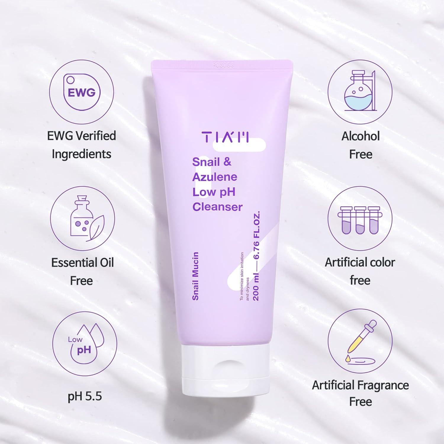 [TIAM] Snail & Azulene Low pH Cleanser - 200ml
