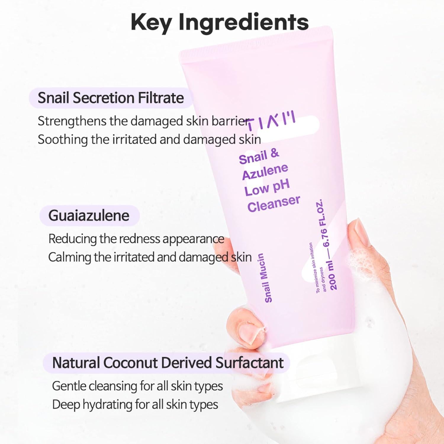 [TIAM] Snail & Azulene Low pH Cleanser - 200ml