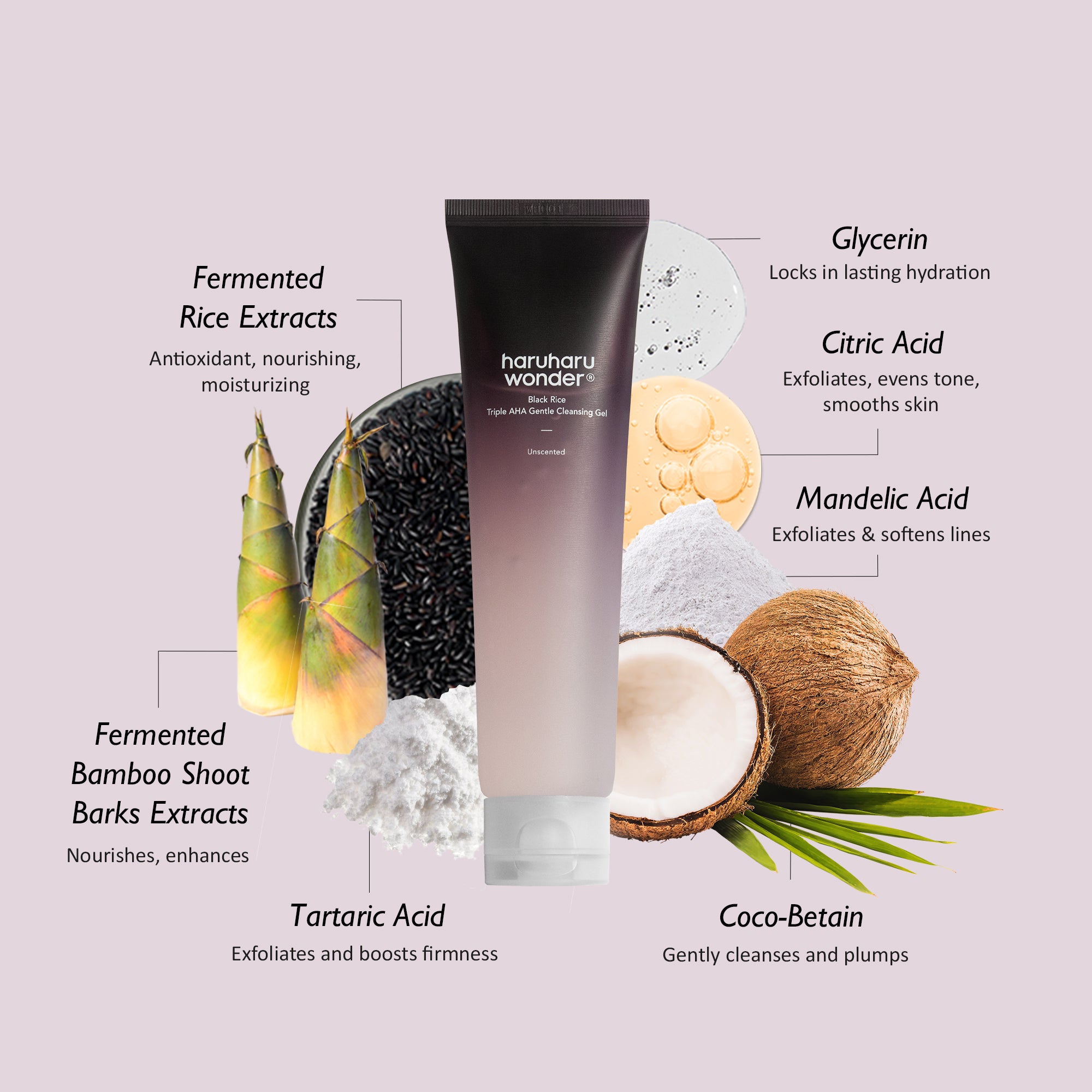 [haruharuwonder] Black Rice Triple AHA Gentle Cleansing Gel Unscented 100ml