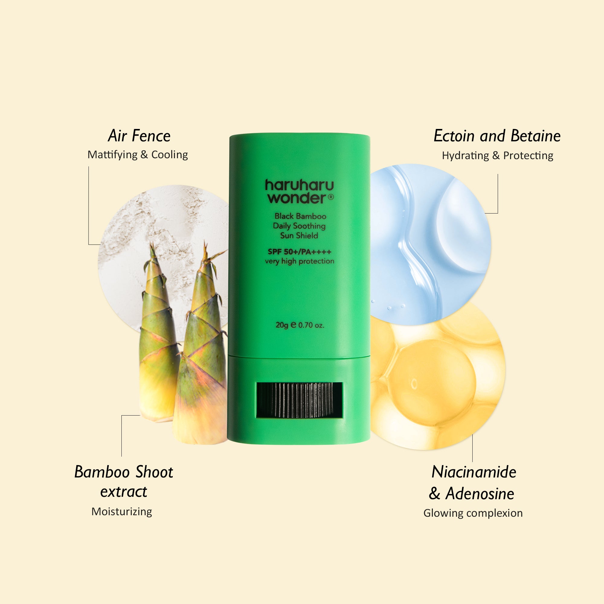 [haruharuwonder] Black Bamboo Daily Soothing Sun Shield  SPF50+ PA++++ 20g